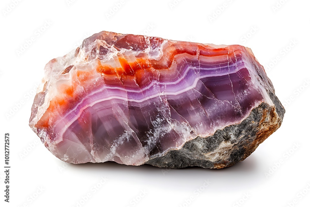 A cross section of the agate stone isolated on white background. Translucent slice of natural stone agate. A cross section of the agate stone isolated on white background. Translucent slice of natural stone agate.