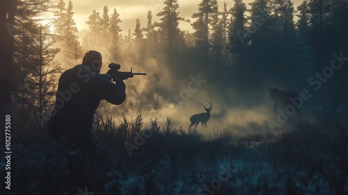 hunter is shooting prey