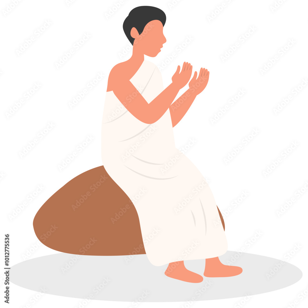 Islamic Hajj Pilgrims Illustration in Flat Cartoon Design and Shape. Vector Character Islamic Hajj Pilgrims Illustration in Flat Cartoon Design and Shape. Vector Character