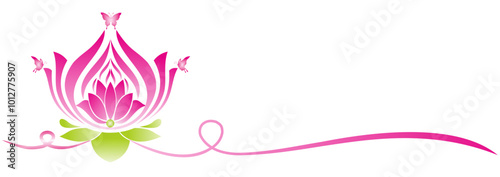 illustration of lotus flower and butterfly for puja and vesak
