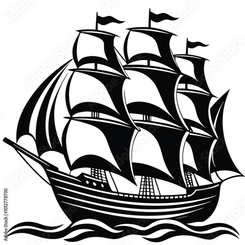 ship hand-drawn vector.