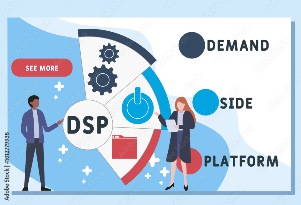 DSP - demand side platform acronym. business concept background. vector illustration concept with keywords and icons. lettering illustration with icons for web banner, flyer, landing pag DSP - demand side platform acronym. business concept background. vector illustration concept with keywords and icons. lettering illustration with icons for web banner, flyer, landing pag