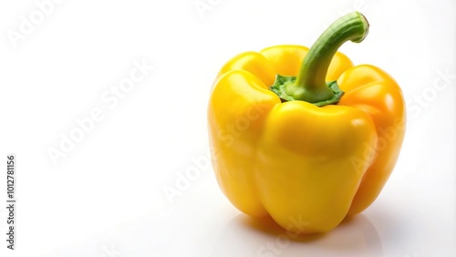 fresh yellow pepper on white background at tilted angle photo