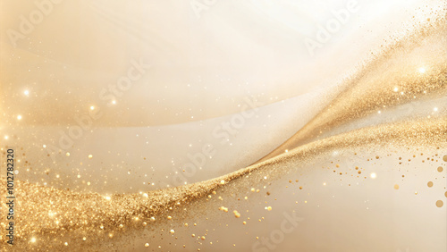 Abstract light beige background with soft golden glitter particles, stylish and luxurious