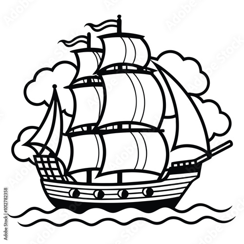 ship hand-drawn vector.