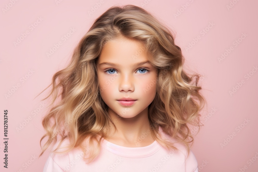 Portrait of a beautiful young woman with long blond curly hair. Portrait of a beautiful young woman with long blond curly hair.