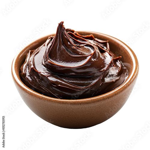 chocolate spread in bowl isolated on transparent background