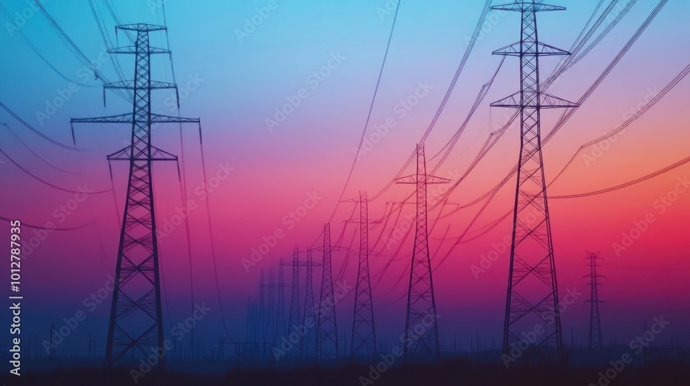 Fototapeta premium Power Lines at Sunset