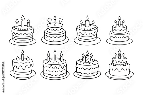 Stylish Birthday Cake Silhouette Design - High Quality Vector