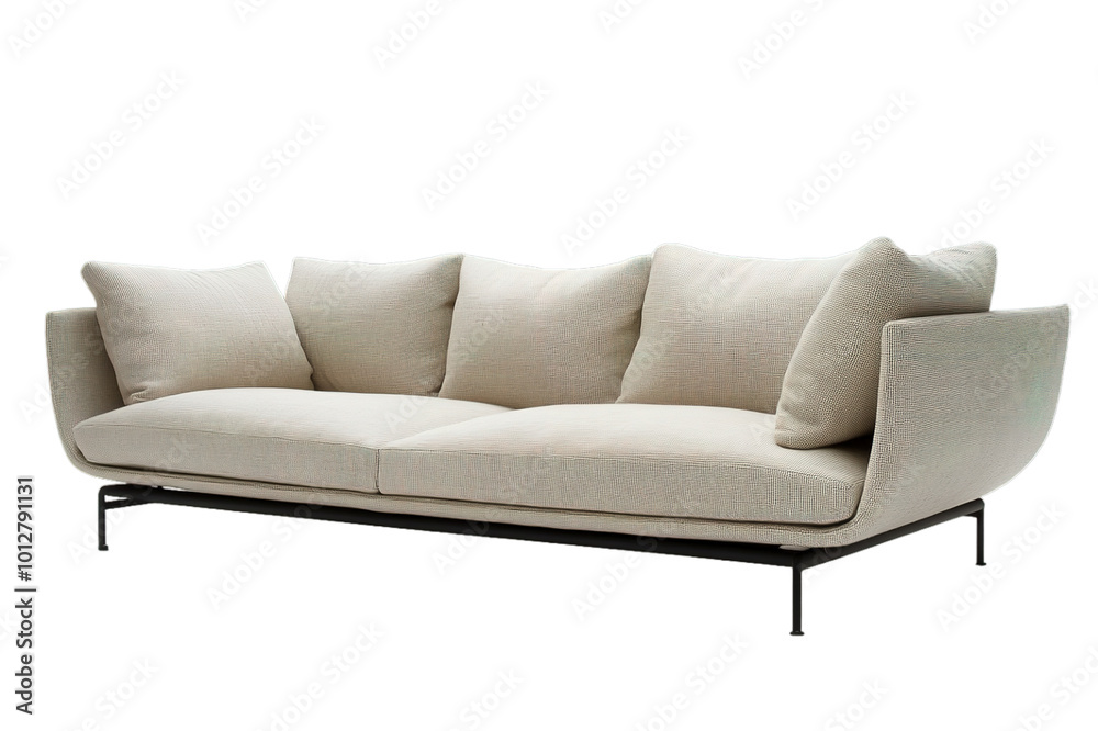 Modern curved sofa with cushions on white background Modern curved sofa with cushions on white background