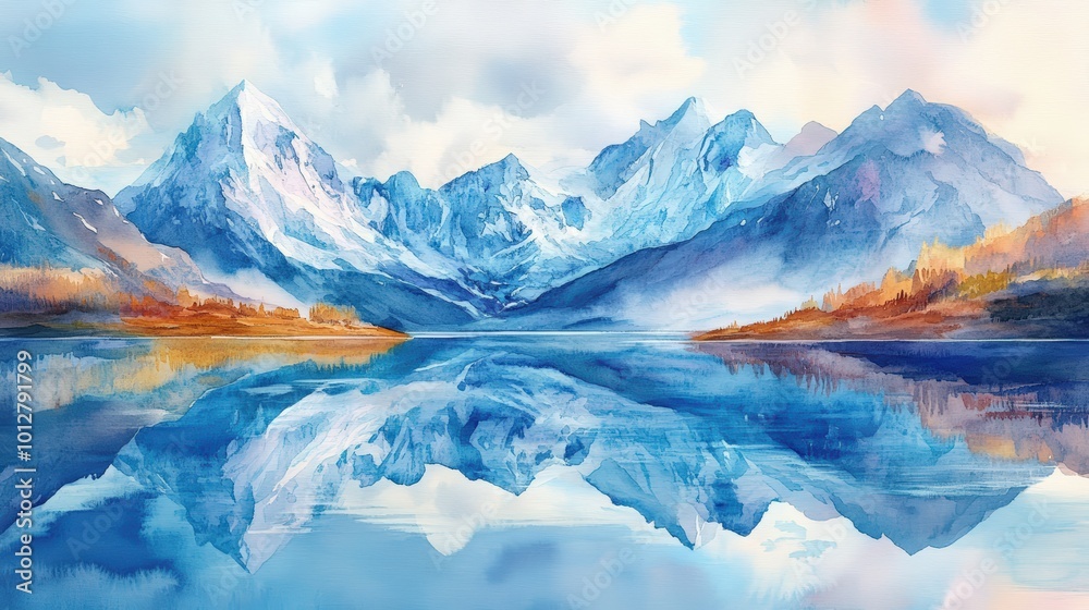 Mountain range reflected in calm lake water. Mountain range reflected in calm lake water.