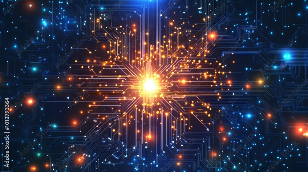 Fototapeta premium Abstract cosmic explosion of light particles