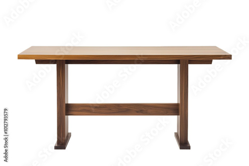 Wooden table with modern design isolated on transparent background