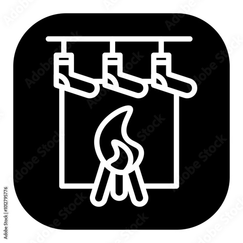 Fireplace Stockings Vector Icons