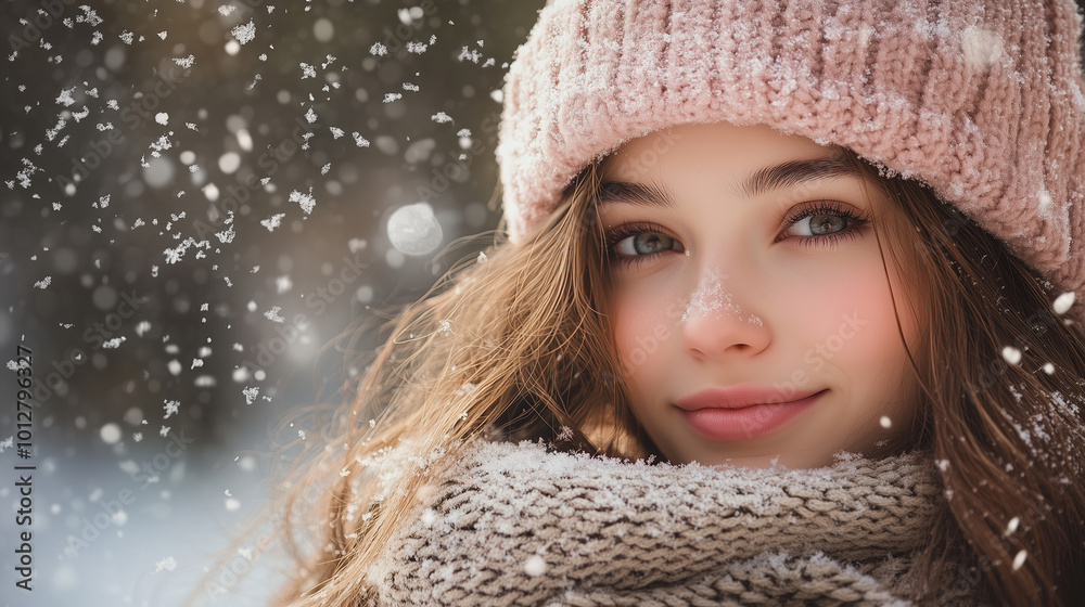 A beautiful girl in the snow
