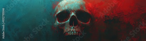 Colorful Skull Artwork with Abstract Background