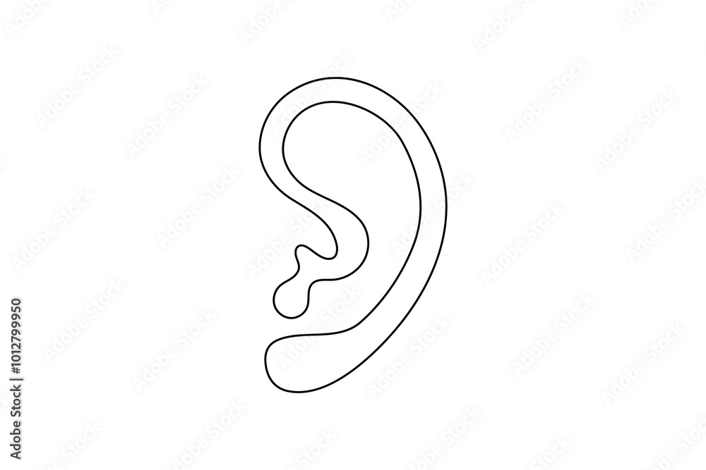 Fototapeta premium Human ear continuous one line drawing