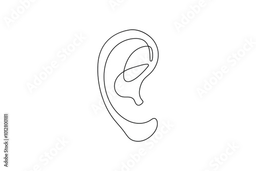 Human ear continuous one line drawing