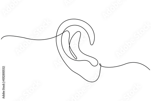 Human ear continuous one line drawing
