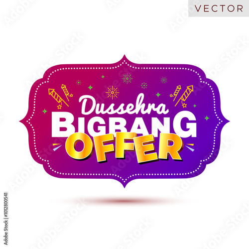 Festive sale offers shopping discount logo concept design with Indian festival background and Dussehra bigbang offer typography.