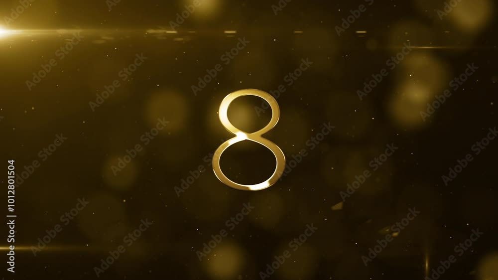 Countdown 10 second gold movie award luxury title timer animation background