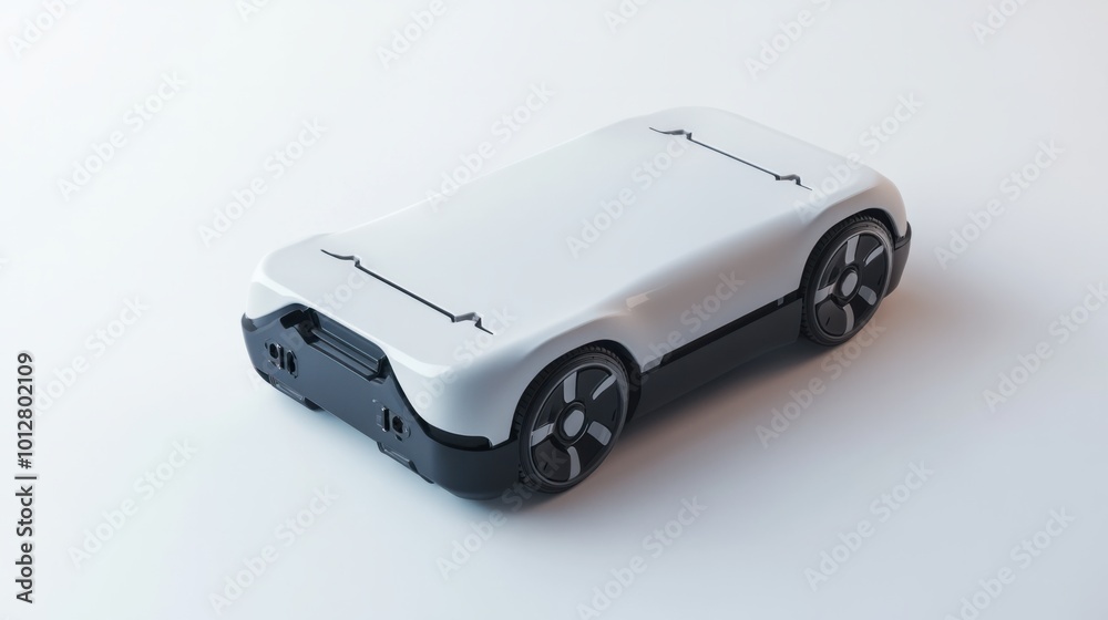 A sleek and lightweight EV battery pack with integrated power connections, isolated on white A sleek and lightweight EV battery pack with integrated power connections, isolated on white
