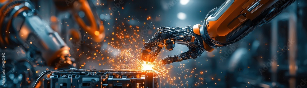 Robotic Arm Welding Parts Together in Factory Setting