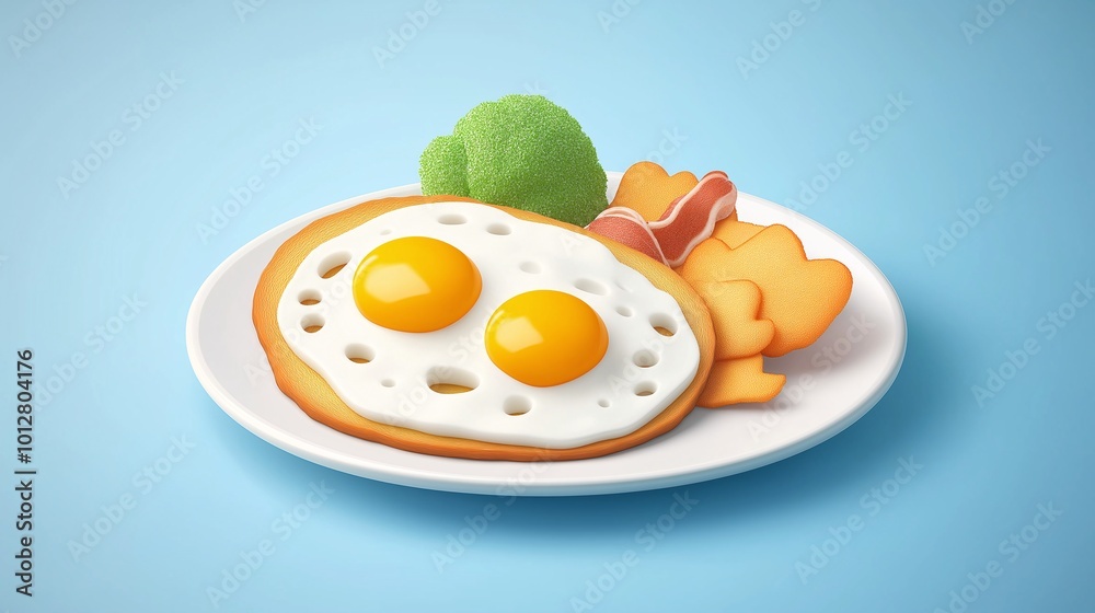 Delicious breakfast plate with eggs, bacon, and broccoli