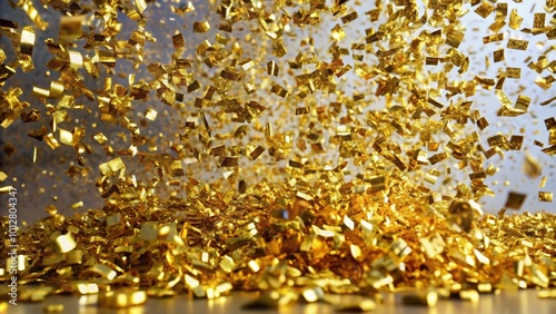 background with golden confetti dropping down photo