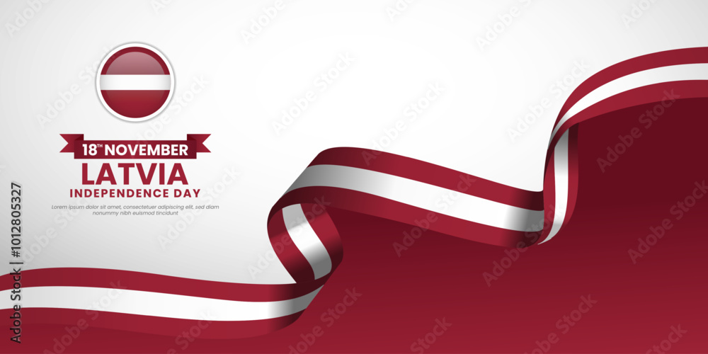 Fototapeta premium Latvia Independence Day banner background waving ribbon flag with blank space area