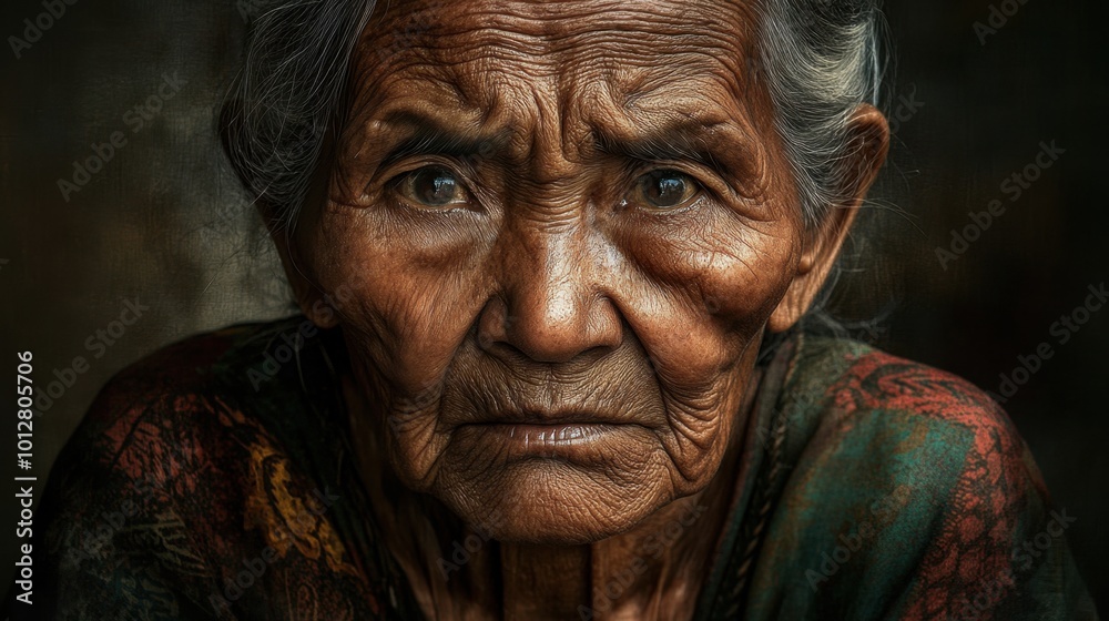 Closeup portrait of an elderly model with pursed lips and a wrinkled face, conveying a wealth of life experiences. The soft lighting highlights her features, providing a serene atmosphere. Closeup portrait of an elderly model with pursed lips and a wrinkled face, conveying a wealth of life experiences. The soft lighting highlights her features, providing a serene atmosphere.