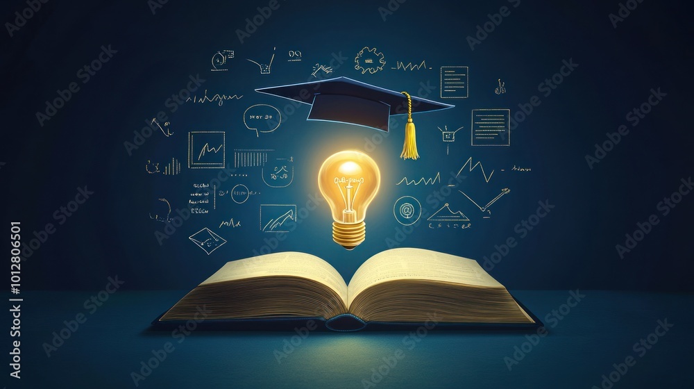 © ellisa_studio - Education and Knowledge: A Glowing Lightbulb  Emerging from a Book