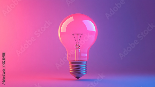 glowing light bulb symbolizes innovation and ideas, illuminating a clean background. This image represents creativity, inspiration, and the bright potential of new thoughts and solutions photo