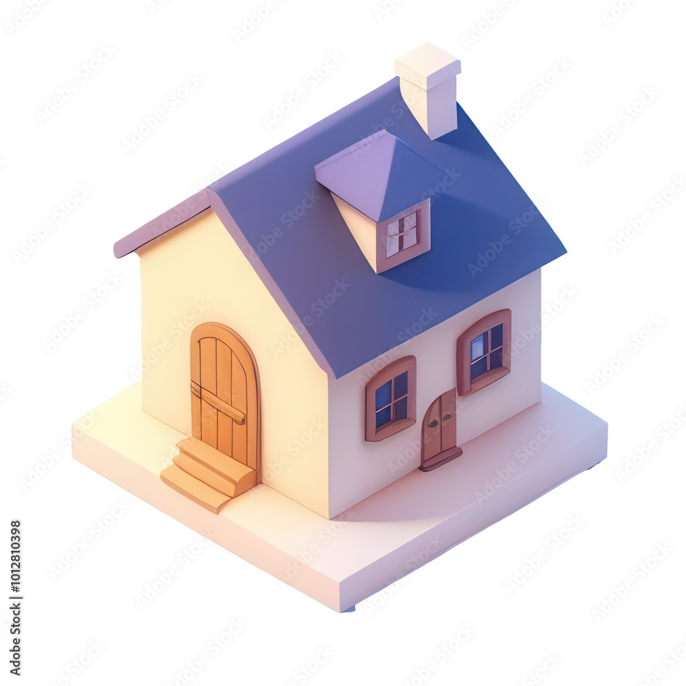 3D Render of a Modern House with Detailed Architecture – Isolated PNG for Real Estate, Property Design, and Residential Building Projects
