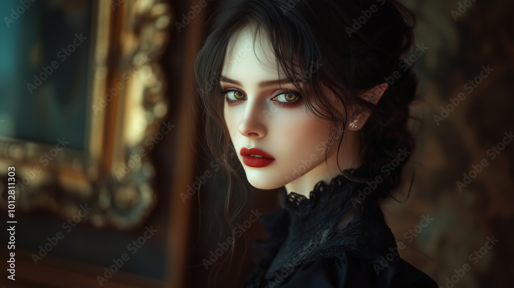 a beautiful model wearing halloween costume, attractive vampire. a beautiful model wearing halloween costume, attractive vampire.