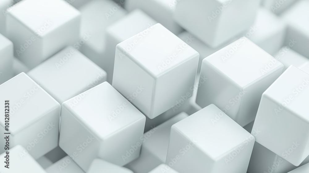 A collection of white cubes arranged in a neat, abstract pattern, perfect for backgrounds or design projects. A collection of white cubes arranged in a neat, abstract pattern, perfect for backgrounds or design projects.