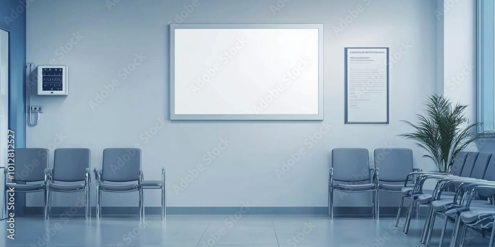 Bright and Modern Hospital Waiting Room with Empty Chairs Bright and Modern Hospital Waiting Room with Empty Chairs