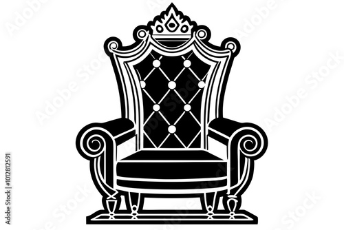 King Chair Vector Clipart Icon - Royal Throne