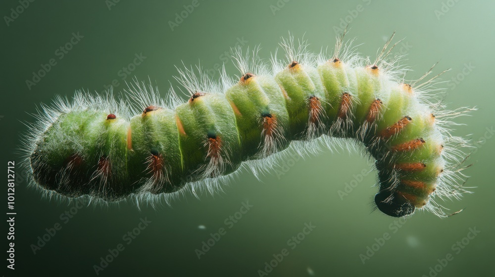 Fototapeta premium Close-Up of a Green Caterpillar