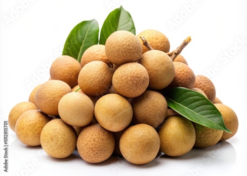 Fresh Longans on White Background - Exotic Fruit, Tropical Delicacy, Healthy Snack, Natural Sweetness, Asian Cuisine,