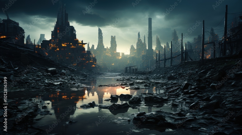 Fototapeta premium Post-Apocalyptic Cityscape