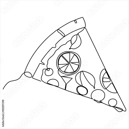 Continuous single line drawing of slice of hot pizza concept world food day vector illustration 