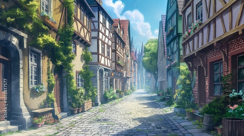 Fototapeta premium anime background of outdoor landscape , nice for wallpaper