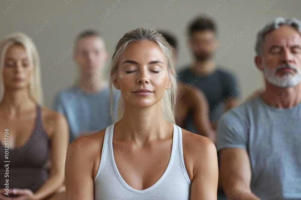 Diverse Group Practicing Meditation in Calm Environment Diverse Group Practicing Meditation in Calm Environment