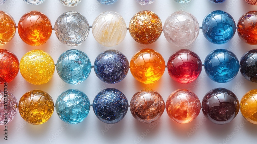Colorful resin spheres arranged in a vibrant pattern. Colorful resin spheres arranged in a vibrant pattern.