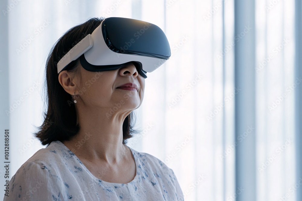 Middle-aged Woman Enjoying Virtual Reality Experience