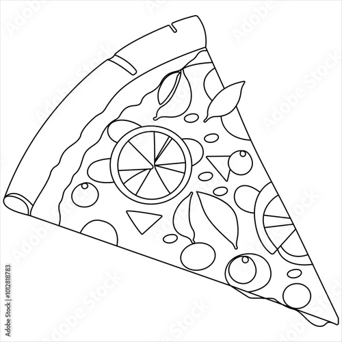 Continuous single line drawing of slice of hot pizza concept world food day vector illustration 
