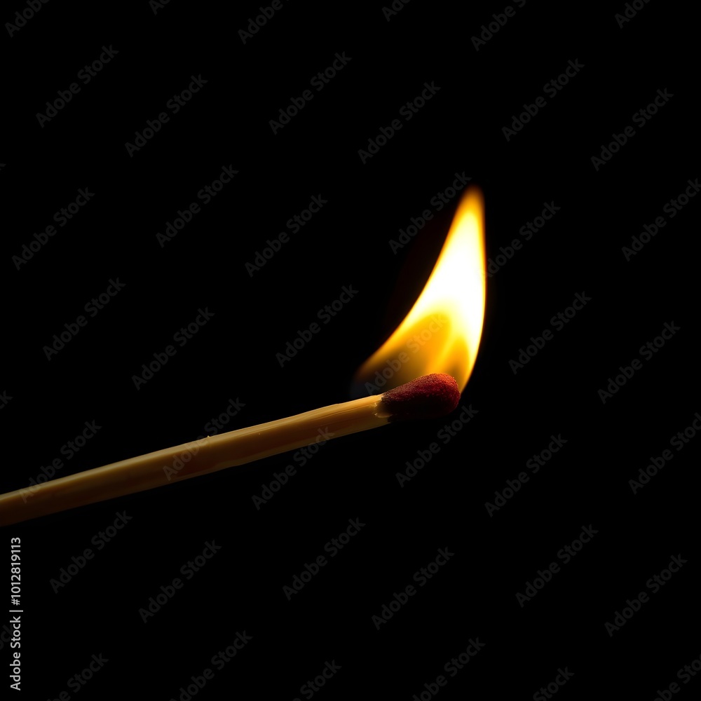 burning match on black background, macro shot of a glowing match against black burning match on black background, macro shot of a glowing match against black