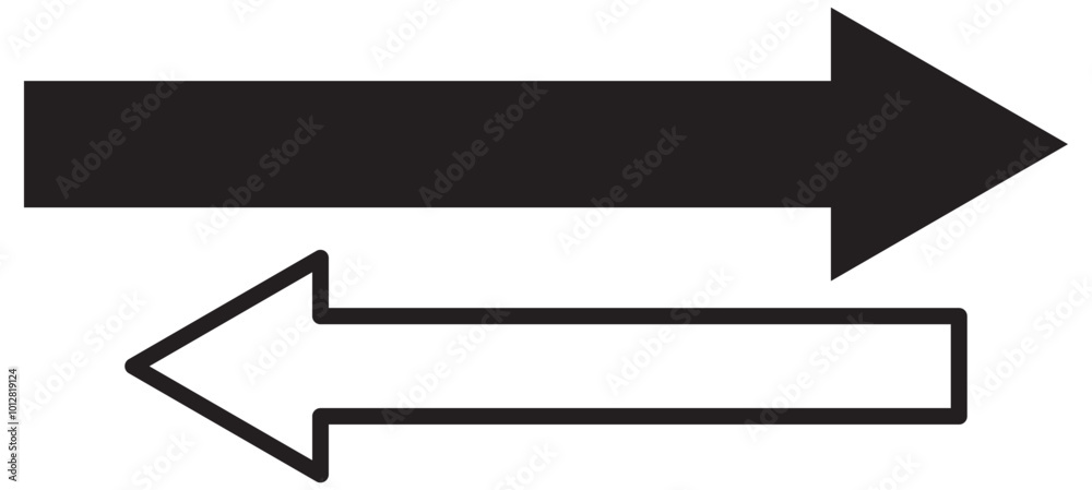 Black large forward or right pointing solid long arrow icon sketched as vector symbol Black large forward or right pointing solid long arrow icon sketched as vector symbol