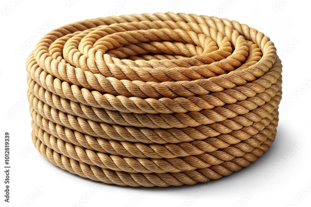 Obraz premium Isolated Coil of Rope for Marine, Craft, and Industrial Use - Durable, Versatile, and Essential for Various